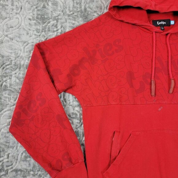 Cookies SF Hoodie Mens Large Red Cannabis Stoner Pullover Sweatshirt  Distressed - Picture 5 of 12